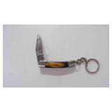 Damascus steel miniature pocket knife w/keychain