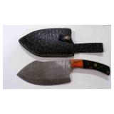 Damascus steel cleaver knife with sheath