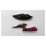 Damascus steel Ulu-style blade knife with sheath