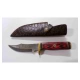 Damascus steel hunting  knife with sheath