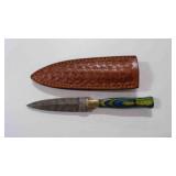 Damascus steel dagger knife with sheath