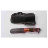 Damascus steel bull cutter knife with sheath