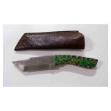 Damascus steel tanto bladed knife with sheath