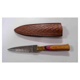 Damascus steel dagger knife with sheath