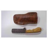 Damascus bull cutter knife w/sheath