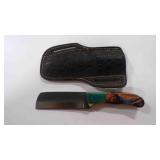 Damascus steel bull cutter knife with sheath