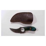 Damascus steel skinner knife with sheath