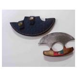 Damascus steel ulu knife with sheath