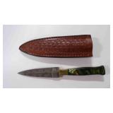 Damascus steel dagger knife with sheath