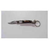 Damascus steel miniature pocket knife w/keychain