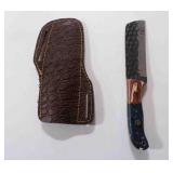 Damascus fixed-blade knife with sheath