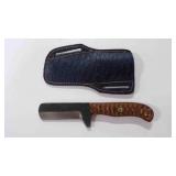 Damascus steel bull cutter knife with sheath