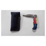 Demascus pocket knife w/sheath