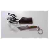 Damascus steel miniature cleaver knife w/sheath