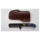 Damascus steel bull cutter knife with sheath