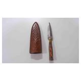 Damascus steel dagger knife w/sheath