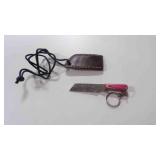 Miniature Damascus steel Sheepsfoot blade w/Sheath