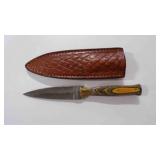 Damascus steel dagger knife with sheath
