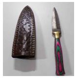 Damascus steel dagger knife w/sheath