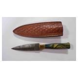 Damascus steel dagger knife with sheath