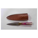 Damascus steel dagger knife with sheath