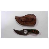 Damascus steel skinner knife with sheath