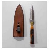 Damascus steel dagger knife w/sheath