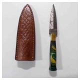 Damascus steel dagger knife w/sheath