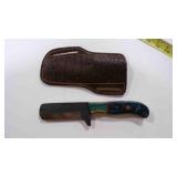 Damascus steel bull cutter knife with sheath