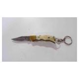 Damascus steel miniature pocket knife w/keychain