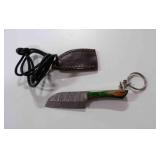 Damascus steel miniature sheepsfoot blade w/sheath