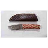 Damascus steel hunting knife with sheath