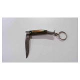 Damascus steel miniature pocket knife w/keychain