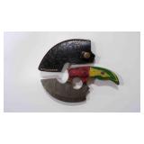 Damascus steel ulu-knife with sheath