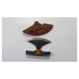 Damascus steel ulu-knife with sheath