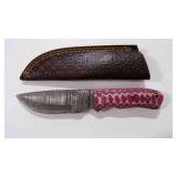 Damascus steel fixed-blade with sheath