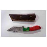 Damascus steel hunting knife with sheath