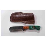 Damascus steel bull cutter knife with sheath