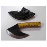 Damascus steel ulu fixed-blade knife w/sheath