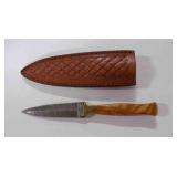Damascus steel dagger knife with sheath
