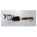 Damascus steel miniature Sheepsfoot knife w/sheath