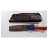 Damascus steel bull cutter knife with sheath