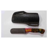 Damascus steel bull cutter knife with sheath