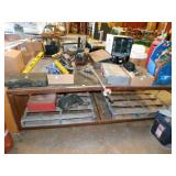 Steel work table on rollers