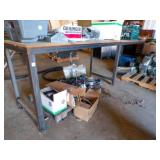 Steel work table on rollers