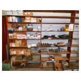 wood shelf of misc. parts