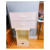 Wood Side Table, White Drawer Storage (2)