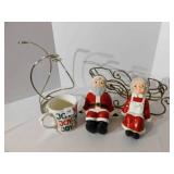 Ceramic Santa & Mrs., Metal Sleigh, Candle Holder