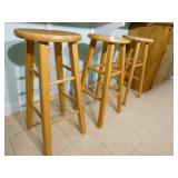 Wood Bar Stools (3)