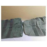 Green Canvas Bags (2), one w/ military markings